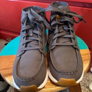 Charcoal High-Top Canvas Boot  with White Sole